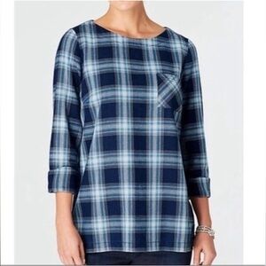 J.Jill blue plaid blouse size small